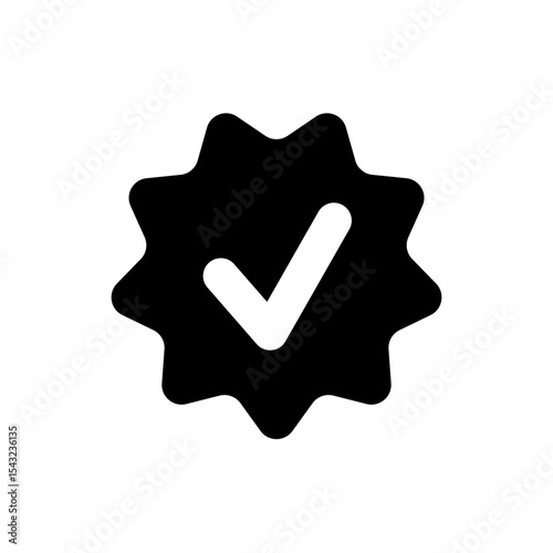 Black Verified check mark tick vector symbol. Black Verification icon