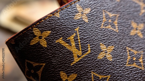 Close-up of a counterfeitluxury handbag with intricatestitching and logo details,illustrating the concept ofimitation and counterfeitproducts in the fashionindustry.