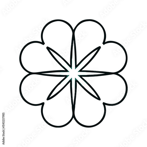 A four leaf clover symbolizing luck with a rounded edges 