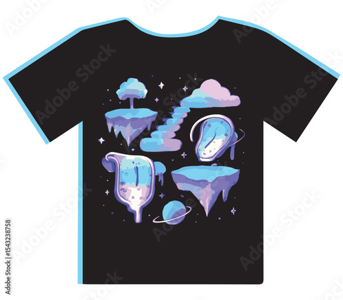 Surreal Floating Islands Dreamscape T-Shirt Design
