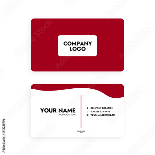 vector template of your business card in red color with text about your profile information