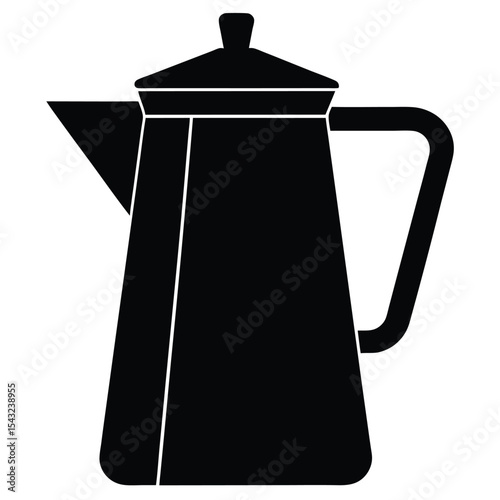 Black and white vector illustration of a classic coffee percolator on a white background