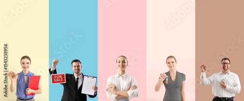 Set of real estate agents o...