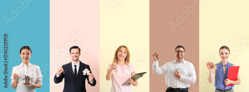 Set of real estate agents o...