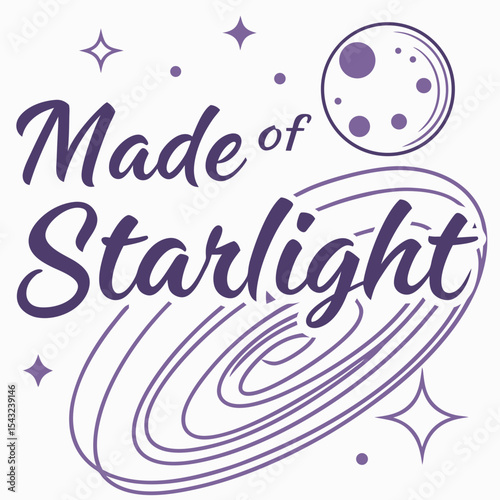 Made of starlight galaxy design element png