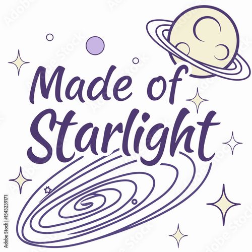 Made of starlight galaxy planet space design element