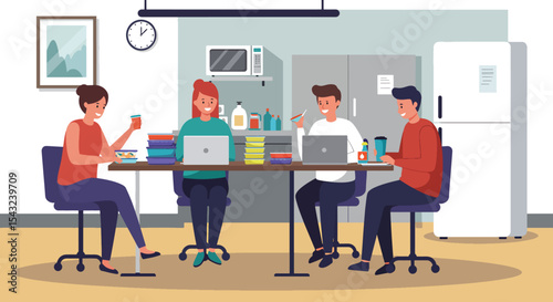 Collaborative Teamwork Office Workers Enjoying Break Time Together