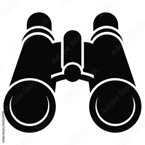 Modern black and white vector illustration of binoculars for observation and exploration