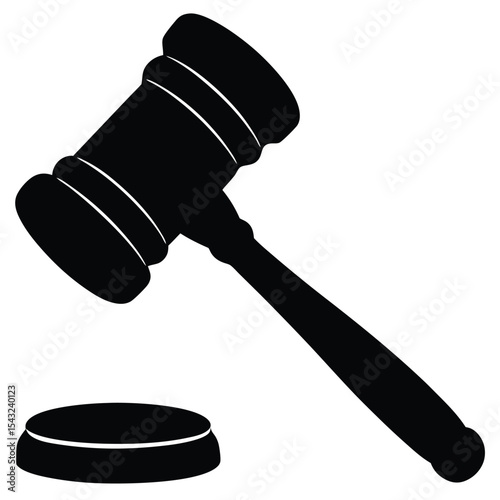 Silhouette of a wooden gavel representing justice law order and legal proceedings
