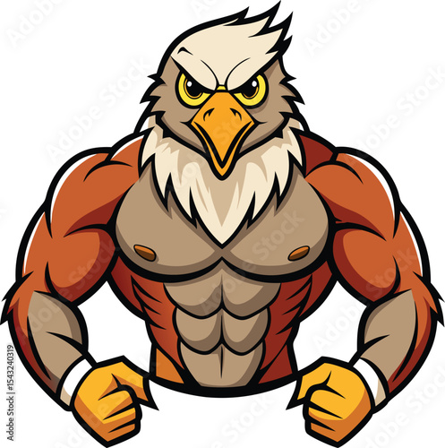 Bodybuilder Eagle angry on white background, t-shirt design, t-shirt logo