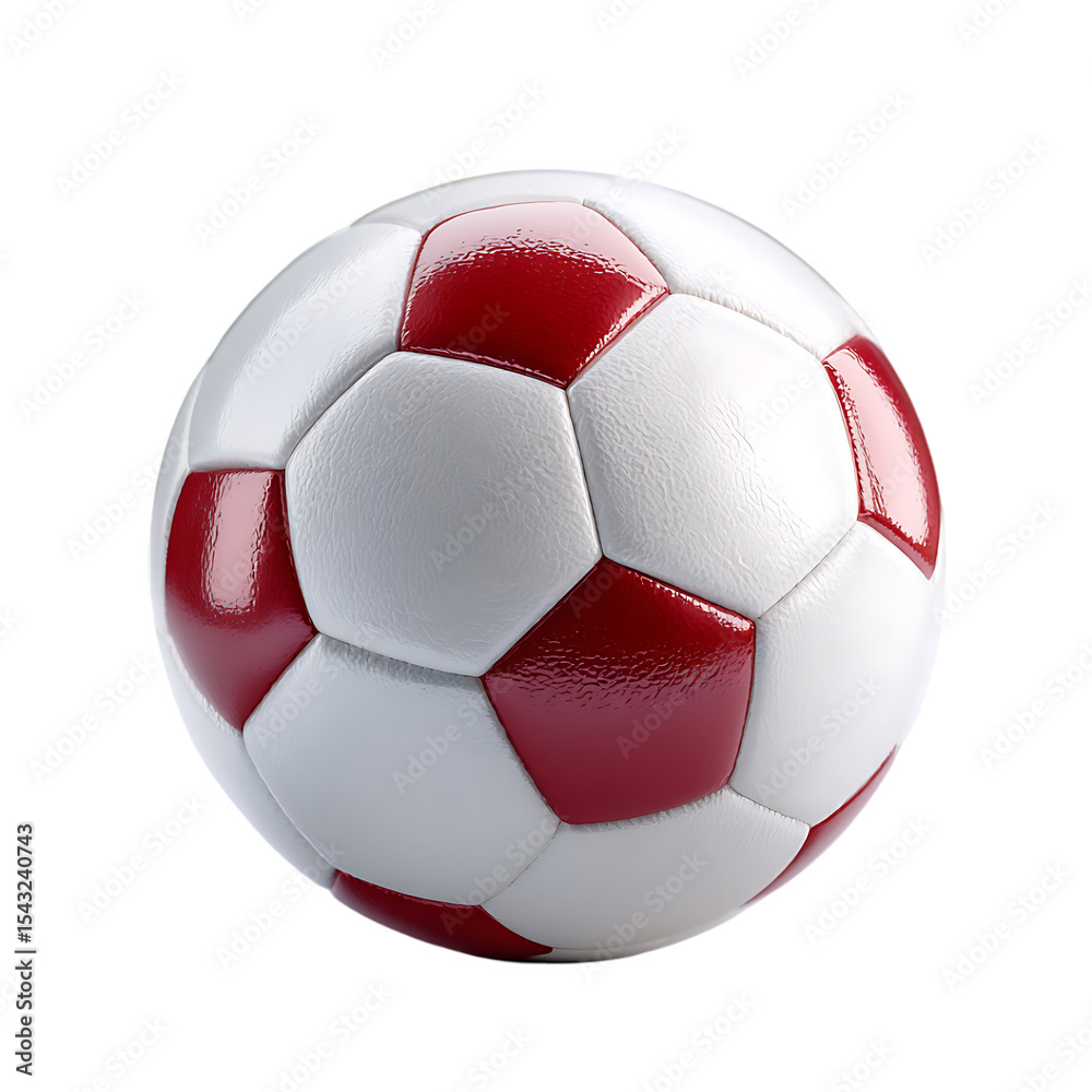 Fototapeta premium A red and white soccer ball a classic sports image