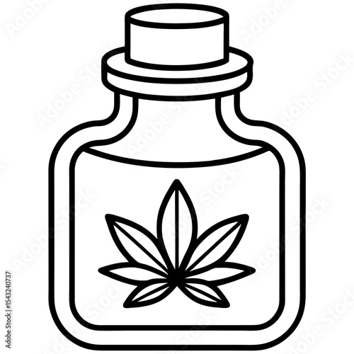 Herb Tonic Jar Outline Vector