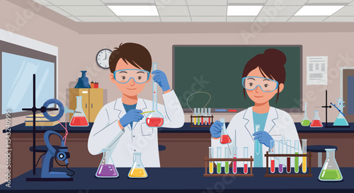 Science Students Conducting Experiments in a Well-Equipped Laboratory