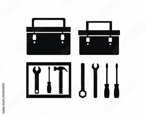 set of Tool Box silhouette vector illustration