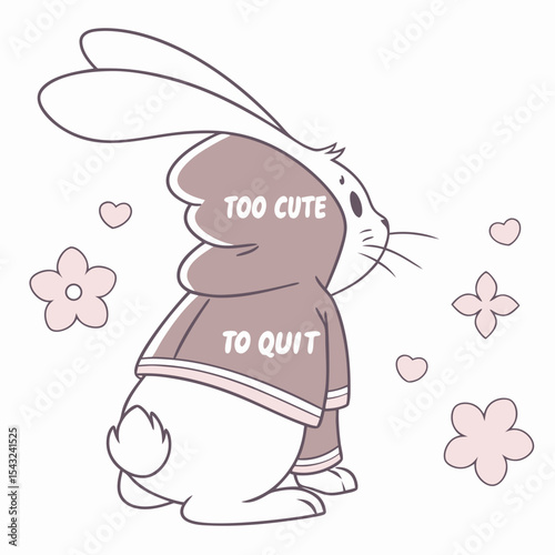 Adorable bunny in hoodie too cute to quit design