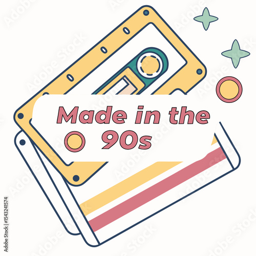Retro cassette tape 90s music nostalgia design