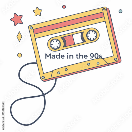Retro cassette tape 90s music nostalgia design element