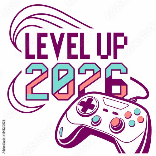 Level up 2026 new year gamer design