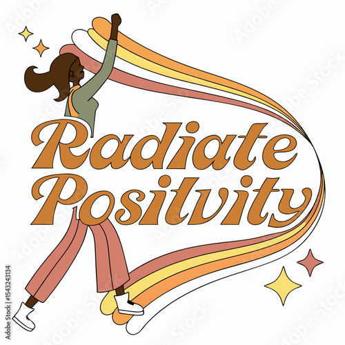 Radiate positivity retro woman design element