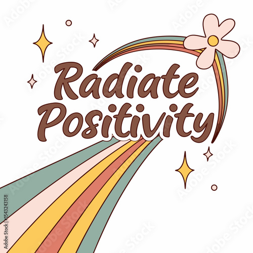 Radiate positivity rainbow flower design element