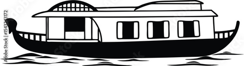 Black and white vector illustration of an old clock and radio for fast train travel, decoration ,line, ink, detailed, print