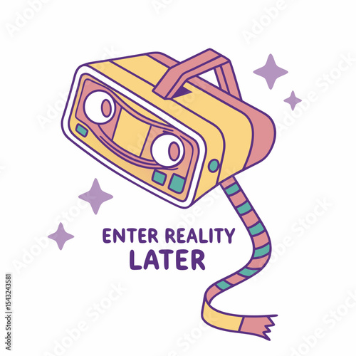 Cute cartoon vr headset enter reality later