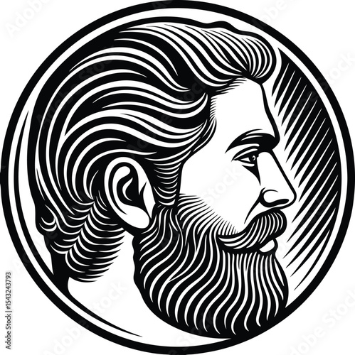 This vector illustration depicts a woman's profile with a prominent fingerprint design, symbolizing identity, beauty, and the intricate connection between fashion and individual expression
