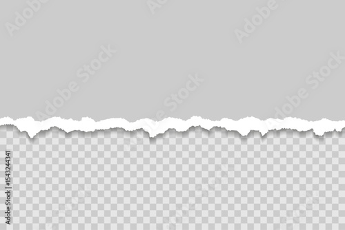 Gray torn paper edge template ripped horizontal strips with shadows border texture design vector.