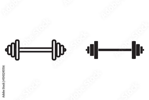 Barbell and dumbbell vector illustration. Barbell and dumbbell icons. Barbell and dumbbell silhouettes. Barbells vector icons.