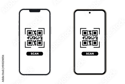 Phone qr code scan icon, vector illustration