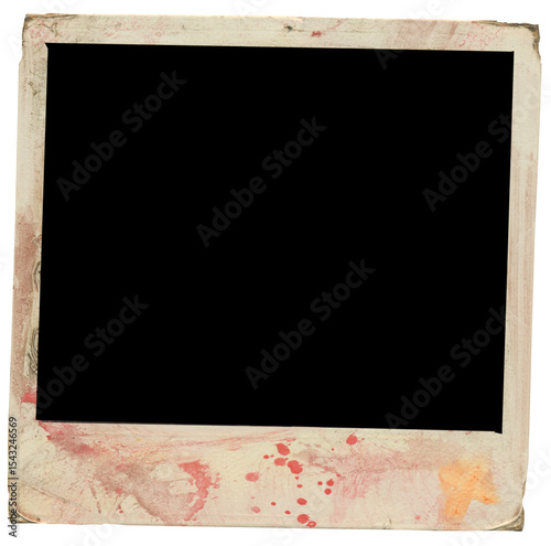Vintage,grungy empty photo frame, vintage photo print isolated on transparent background with free pics space 