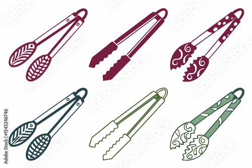 set of Barbecue Tongs silhouette vector illustration