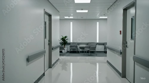 Bright corridor with chairs and doors
