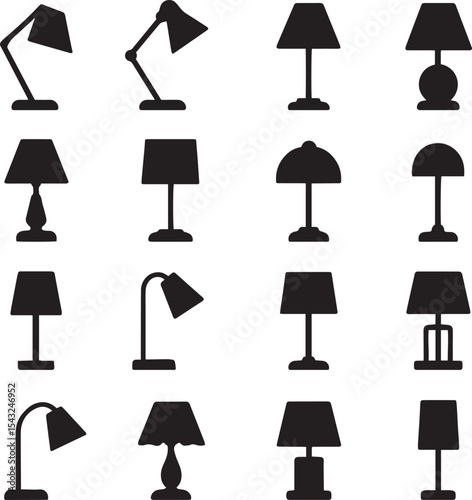 Table Lamp Silhouettes Collection – Minimal Vector Icons