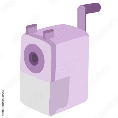 purple hand-crank sharpener, perfect for students preparing for back to school. Fun and functional on school desks.