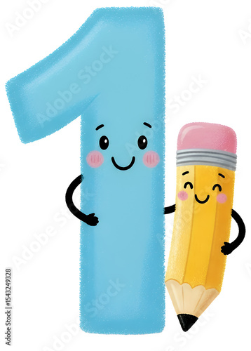 Happy Number One with Pencil