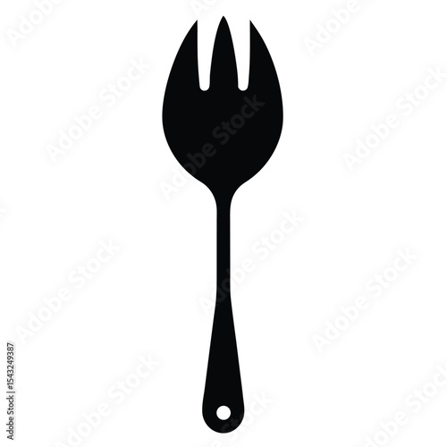 Elegant black silhouette of a serving spoon kitchen utensil with a classic design