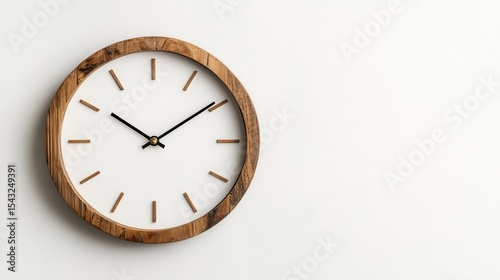 Wallpaper Mural A beautifully crafted wooden clock rests against a white background, combining modern design elements with classic materials to create a timeless home accessory. Torontodigital.ca