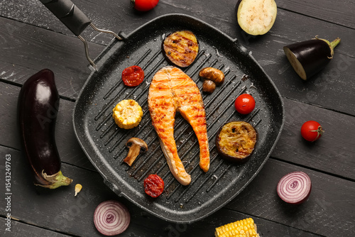 Frying pan with tasty grill...