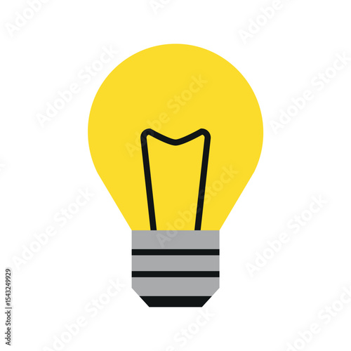 Simple light bulb icon illustration vector design. Yellow and grey. Innovation, concept, inspiration, creative thinking, notion, thought, conclusion, and problem solving.