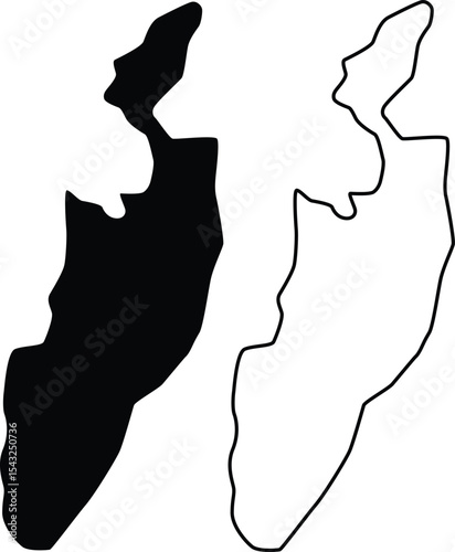 Map of Lake Wintergreen Connecticut USA Silhouette Flat and Outline Design