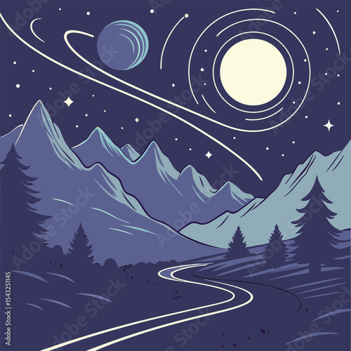 winter landscape vector illustration