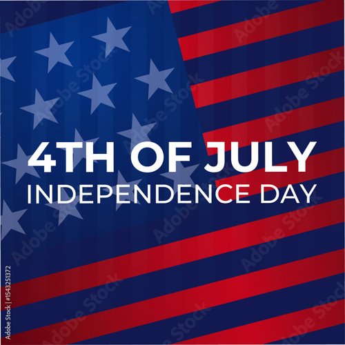 4th of July with United States independent day flag and banner poster and card design. Independence Day USA celebration banner. eps Vector illustration art. blue background greeting card freedom. 