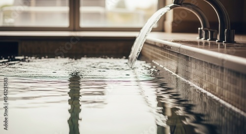 Rippling water in modern spa pool reflecting tranquility