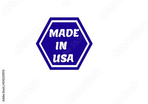 Made in USA Blue Hexagon Stamp | American Product Label Design for Manufacturing and Retail