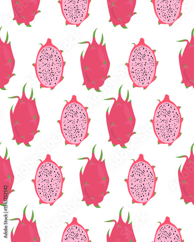 Seamless Pattern of Dragon Fruit Illustration