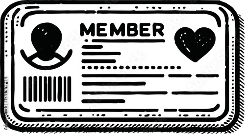 member id card icon doodle hand drawn. Outline line drawing clipart symbol. Vector illustration