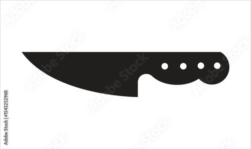 Black Silhouette Chef Knife Icon – Kitchen Tool Vector Illustration