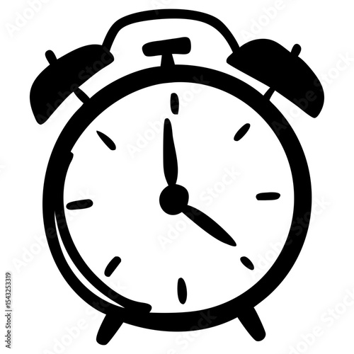 Alarm clock Icon, Doodle Style, awakening or attention Symbol