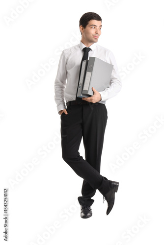 Young businessman with fold...
